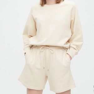 Uniqlo Sweat Set: Cropped Crewneck Sweatshirt Size M & Sweat Shorts Size S